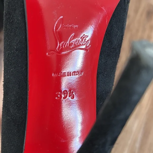 Christian Louboutin Black Suede Heeled Ankle Boots 39.5 - Picture 8 of 8